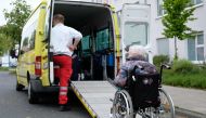 A patient of care facility Alloheim is evacuated on May 7, 2017 in Hannover during the evacuation operation. German police on Sunday evacuated some 50,000 people from the northern city of Hanover in one of the largest post-war operations to defuse World W