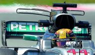 Mercedes' British driver Lewis Hamilton drives during the second practice session at the Circuit de Catalunya in Montmelo on the outskirts of Barcelona yesterday, ahead of the Spanish Formula One Grand Prix which will be held on Sunday.