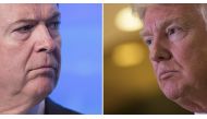 (COMBO) This combination of pictures created on May 12, 2017 shows President-elect Donald Trump speaking to reporters after his meeting with television personality Steve Harvey at Trump Tower, January 13, 2017 in New York City. Federal Bureau of Investiga