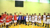 The Philippines Ambassador to Qatar, Alan Timbayan ceremonially opening the Ambassador’s Cup 2017 tournament in the presence of players and officials at the Al Gharafa Indoor Hall.