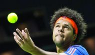 Jo-Wilfried Tsonga of France in action at the Lyon Open.