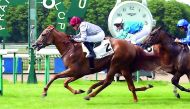 Action from the Prix d’Ispahan (Gr1) at Chantilly yesterday. Al Shaqab Racing-owned Mekhtaal won the Gr1 race.