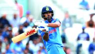 India's Shikhar Dhawan plays a pull during the ICC Champions Trophy warm-up match against Bangladesh, played a The Oval in London yesterday.  