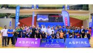 A group photo of the organisers and winners of the indoor hockey tournament.