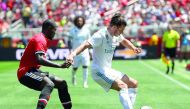 Gareth Bale of Real Madrid controls the ball in front of Eric Bailly of Manchester United during the International Champions Cup match at Levi’s Stadium in Santa Clara, California.
