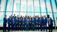 The Qatari delegation for the London 2017 IAAF Worlds poses for a picture during the reception.