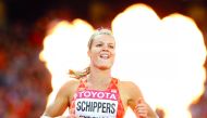 Dafne Schippers of the Netherlands winning the women’s 200 metres final at the World Athletics Championships in London yesterday.