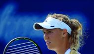Caroline Wozniacki during her match against  Karolina Pliskova.