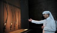 Fadel Al Mansoori, Collector during the media tour at his exhibition Powder and Damask which opened officially at the Museum of Islamic Art . Baher Amin