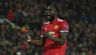 Manchester United's Belgian striker Romelu Lukaku celebrates scoring his team's second goal during the UEFA Champions League Group A football match between Manchester United and Basel at Old Trafford in Manchester, north west England on September 12, 2017