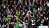 Paris Saint-Germain's Brazilian striker Neymar in the rain during the UEFA Champions League Group B football match between Celtic and Paris Saint-Germain (PSG) at Celtic Park in Glasgow, on September 12, 2017. PSG won the game 5-0. / AFP / FRANCK FIFE