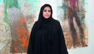 Ebtisam Al Saffar, Moudhi Al Hajri and Amal Al Aathem, artists during the opening of Exhibition by three Qatari artists at Katara Art Center yesterday. Pics: Baher Amin / The Peninsula 