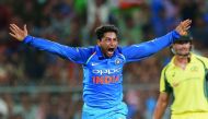 India’s Kuldeep Yadav celebrates after dismissing Australia’s Pat Cummins during their second ODI in Kolkata, yesterday.
