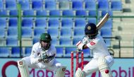 Sri Lanka’s Kaushal plays a shot during the fourth day of the first Test cricket match against Pakistan at Sheikh Zayed Stadium in Abu Dhabi, yesterday.