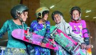 A view of the skateboarding girls in Kabul. 