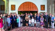 Sheikh Faisal Al Thani and family with EU ambassadors during their visit to enjoy the museum collection  of Sheikh Faisal in Doha.