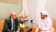 Bulgarian Ambassador, Metin Kazak, and Katara General-Manager, Dr. Khalid bin Ibrahim Al Sulaiti, during their meeting yesterday at Katara.
