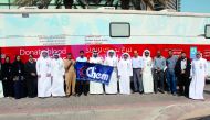 Q-Chem officials and staff members at the blood donation drive, yesterday.