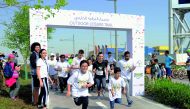 Hundreds walked, ran and cycled around Doha Festival City’s new Outdoor Leisure Trail, which was officially opened on Saturday. Pics: Abdul Basit / The Peninsula