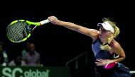 Denmark's Caroline Wozniacki in action during her group stage match with Romania's Simona Halep Reuters/Jeremy Lee