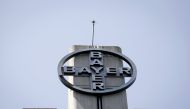 The corporate logo of Bayer is seen at the headquarters building in Caracas May 6, 2015. REUTERS/Carlos Garcia Rawlins/File Photo 
