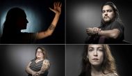 A combination file photo of (From top-L) Nahomy Beuchet, wounded at the concert hall, shows her tatoo representing Bataclan, the date 13-11-2015 and the words 