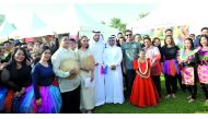 Mansoor bin Ebrahim Al Mahmoud (centre), Chief Executive Officer of Qatar Museums, with other officials visiting the Philippine booth at the MIA Community Day event held at Museum of Islamic Art Park, yesterday. Pic: Kammutty VP / The Peninsula