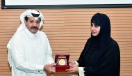 QU Vice-President for Research and Graduate Studies, Prof Mariam Al Maadeed, and National Committee for the Prohibition of Weapons Head, Brigadier-General Nasir Muhammad Al Ali, during the Qatar University awareness workshop on mass destruction weapons co