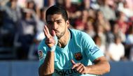 Barcelona’s Luis Suarez celebrates scoring their first goal REUTERS/Juan Medina

