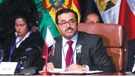 Minister of Energy and Industry, H E Dr Mohammad bin Saleh Al Sada, speaking at the fourth GECF Summit in Santa Cruz, Bolivia, yesterday.