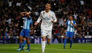 Real Madrid’s Cristiano Ronaldo celebrates scoring their third goal. REUTERS/Javier Barbancho