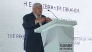 Emiri Diwan Economic Adviser Dr Ibrahim Ibrahim speaks at the QFC Networking event.