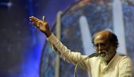 (FILES) This file photo taken on December 29, 2017 shows Indian film actor Rajinikanth gesturing as he speaks during an interaction session with fans in Chennai. AFP / ARUN SANKAR
