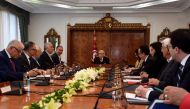 Tunisian President Beji Caid Essebsi (C) attends a meeting with political parties, unions and employers on January 13, 2018 in Tunis, following unrest triggered by austerity measures. (AFP / FETHI BELAID)