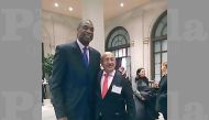 Qatar Chamber Board member Adel Al Mannai (right) with Dikembe Mutombo, NBA legend, on the sidelines of Securing Sport 2018 event in Washington DC, the US.