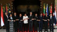 Malaysia's Prime Minister Najib Razak, from left to right, Myanmar's State Counsellor and Foreign Minister Aung San Suu Kyi, Thailand's Prime Minister Prayut Chan-O-Cha, Vietnam's Prime Minister Nguyen Xuan Phuc, Philippine President Rodrigo Duterte, Sing