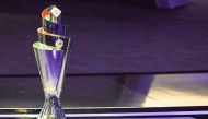 The competition's trophy is displayed during the UEFA Nations League draw at the headquarters of the European football organisation in Lausanne, on January 24, 2018. / AFP / Philippe DESMAZES