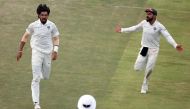 Ishant Sharma and Virat Kohli celebrate fall of the wicket of South Africa’s Faf Du Plessis. (REUTERS/James Oatway)
