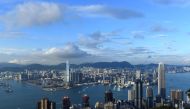 (FILES) General view of the skylines of the Kowloon district (back) and Hong Kong Island (foreground) from Victoria Peak.  AFP / Anthony WALLACE