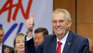 Czech President Milos Zeman reacts as he defeated pro-EU academic Jiri Drahos in the presidential election in Prague, Czech Republic, January 27, 2018. Reuters