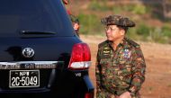 Myanmar military commander-in-chief, Senior General Min Aung Hlaing, arrives to attend a military exercise at Ayeyarwaddy delta region in Myanmar, February 2, 2018. Reuters/Lynn Bo Bo

