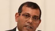 In this file photo taken on January 22, 2018 former President of the Maldives Mohamed Nasheed addresses a press conference in Colombo.  / AFP / LAKRUWAN WANNIARACHCHI 