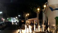 This image received from the Mihaaru newspaper shows security forces standing guard outside the Supreme Court in Male after Maldivian President Abdulla Yameen declared a state of emergency on February 5, 2018. AFP Photo / Mihaaru