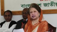 Bangladesh opposition leader Khaleda Zia speaks during a press conference in Dhaka on February 7, 2018. AFP / Munir UZ ZAMAN
