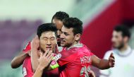 Al Duhail players celebrate after scoring a goal in this file photo.