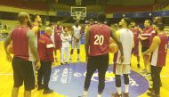 Qatar’s basketball team is seen during a training session in Tehran, Iran, yesterday. Qatar arrived Iran to take on Iraq in the Asian Zone qualifications for 2019 FIBA Basketball World Cup to be held in China. The match will be played today. After today’s