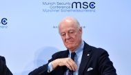 Staffan de Mistura, the United Nations' special envoy for the Syria crisis, attends a panel discussion during the Munich Security Conference on February 18, 2018, in Munich, southern Germany. AFP / Thomas Kienzle