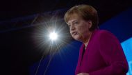 (FILES) This file photo taken on February 26, 2018 shows German Chancellor Angela Merkel as she gives a speech during her conservative Christian Democratic Union (CDU) party's congress in Berlin.  AFP / Tobias SCHWARZ
