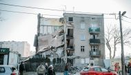A general view of collapsed building is seen in Poznan, Poland, March 4, 2018 in this picture obtained from social media. Courtesy of Instagram/ @PAWEL_ALTERNATYWNA /via Reuters