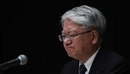 Kobe Steel President Hiroya Kawasaki answers questions during a press conference in Tokyo on March 6, 2018. AFP / TORU YAMANAKA